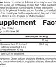 Artemisinin Forte Supplement Facts Label, Rev 01