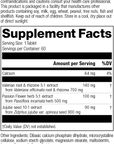 supplement fact label
