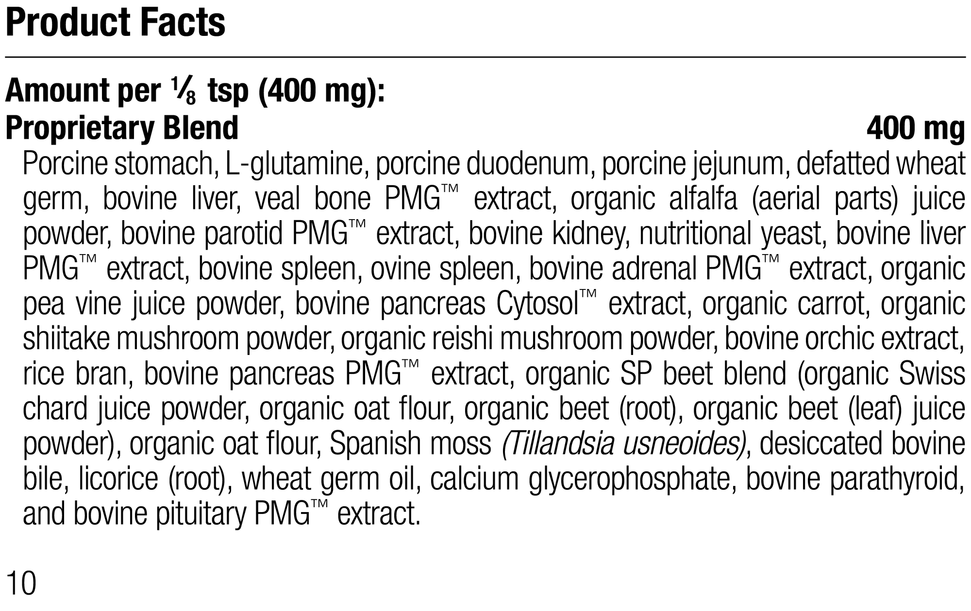 Canine Enteric Support, 30 g, Rev 08 Supplement Facts