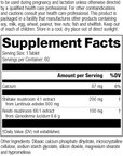 supplement fact label